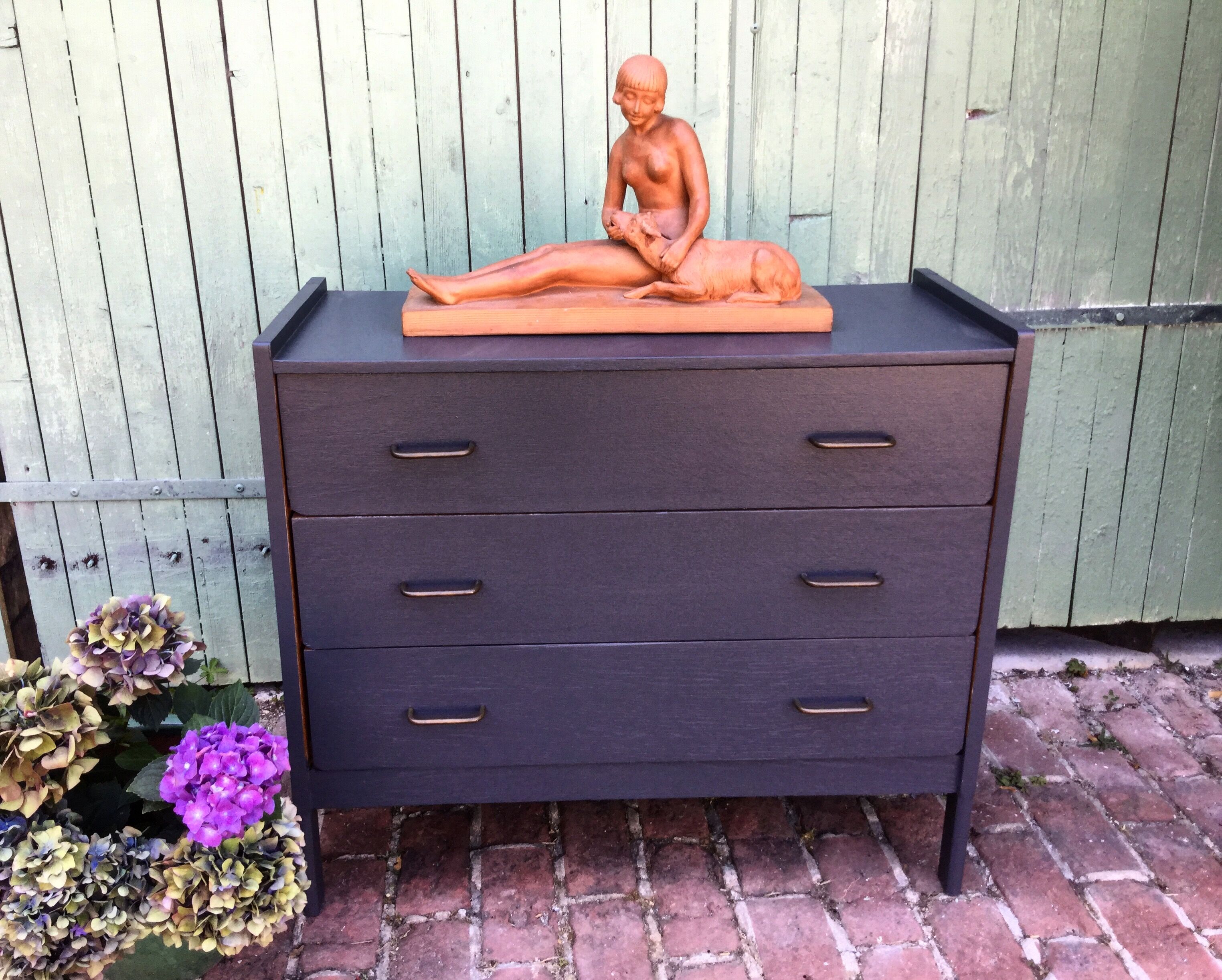 Commode vintage gris orage