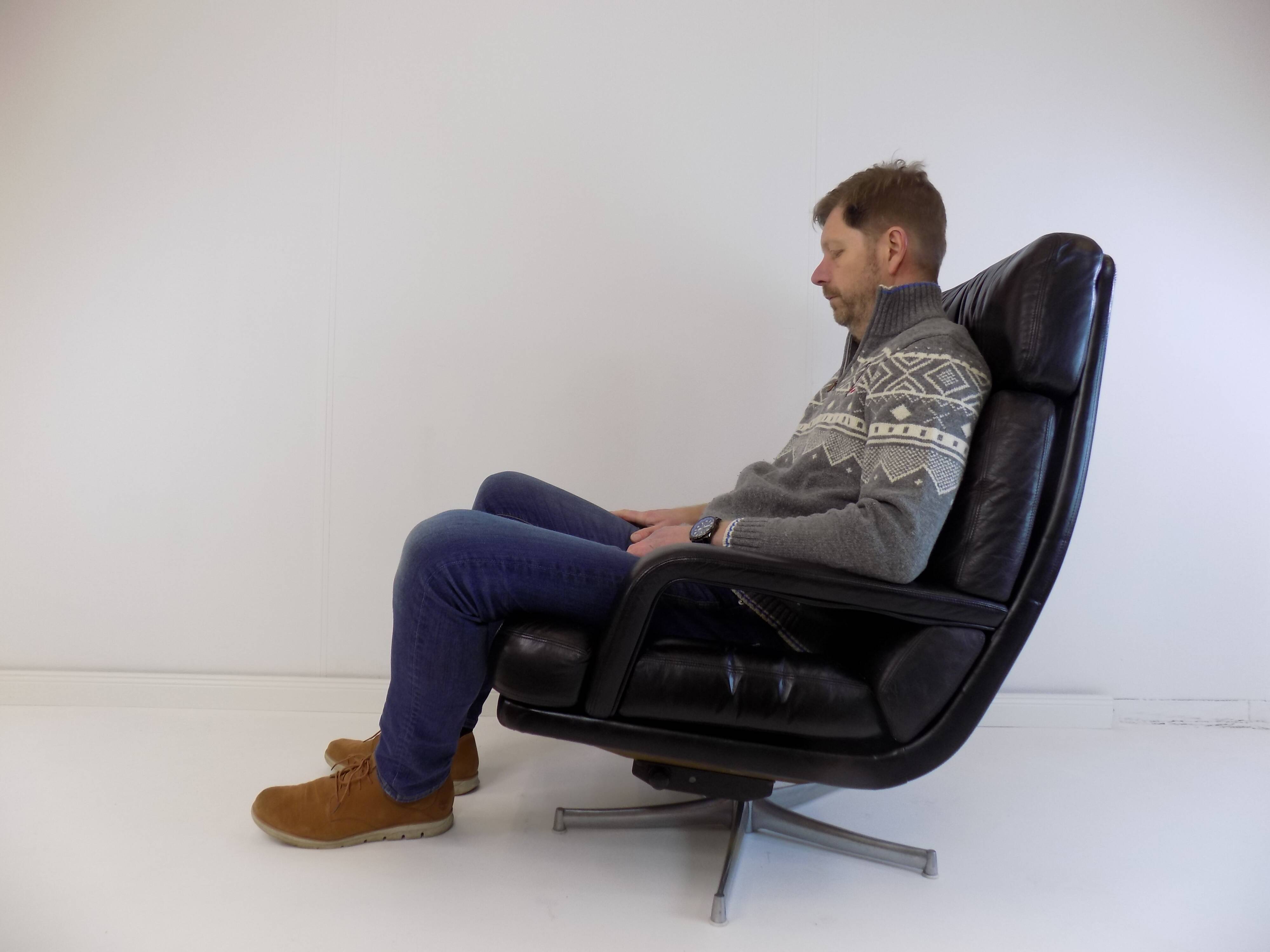 Madsen & Schubell leather armchair with ottoman for Bovenkamp