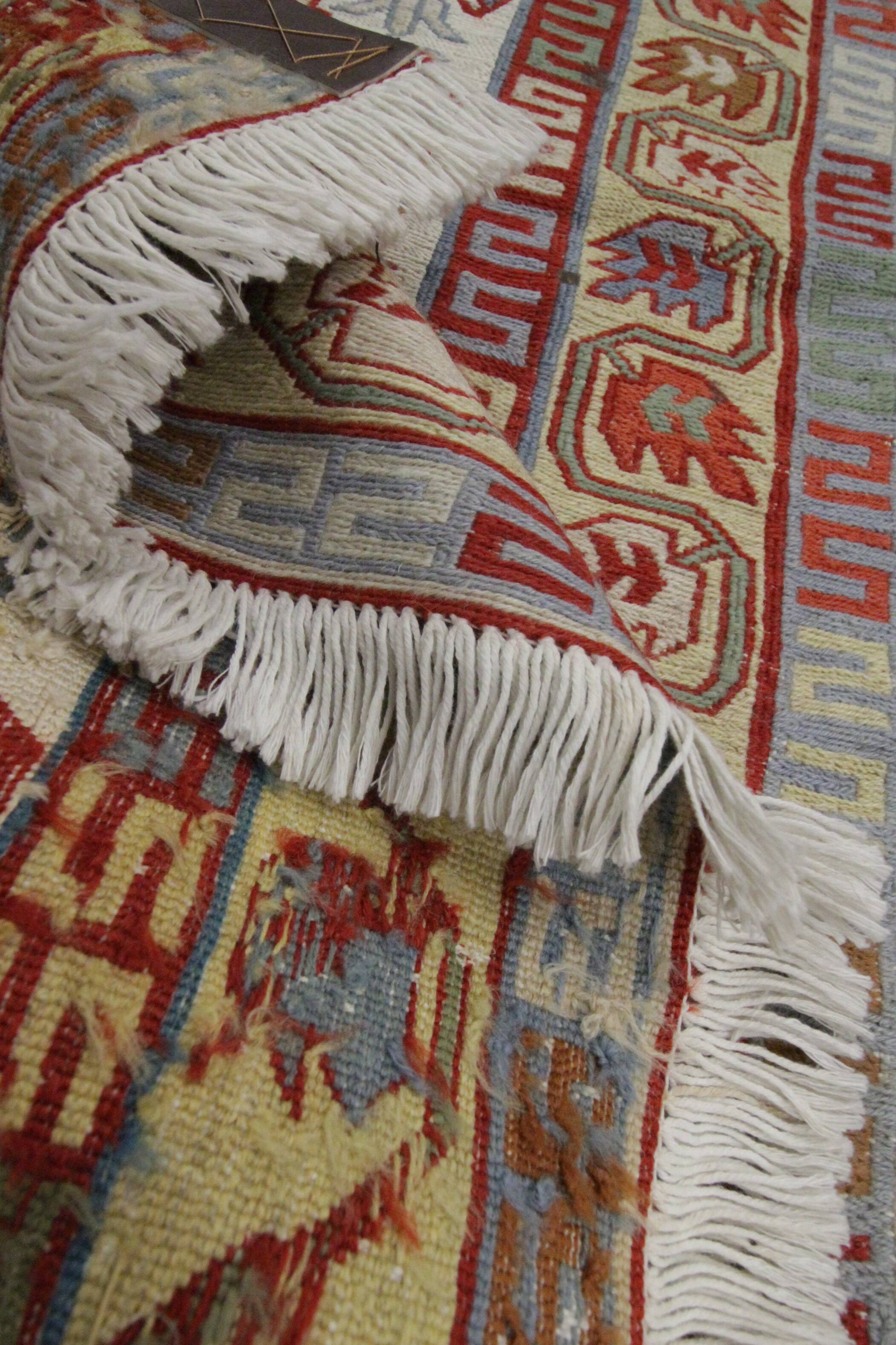 Handwoven Sumakh Kilim Rug, Wool & Silk Tribal Flatweave 103 x 73 cm