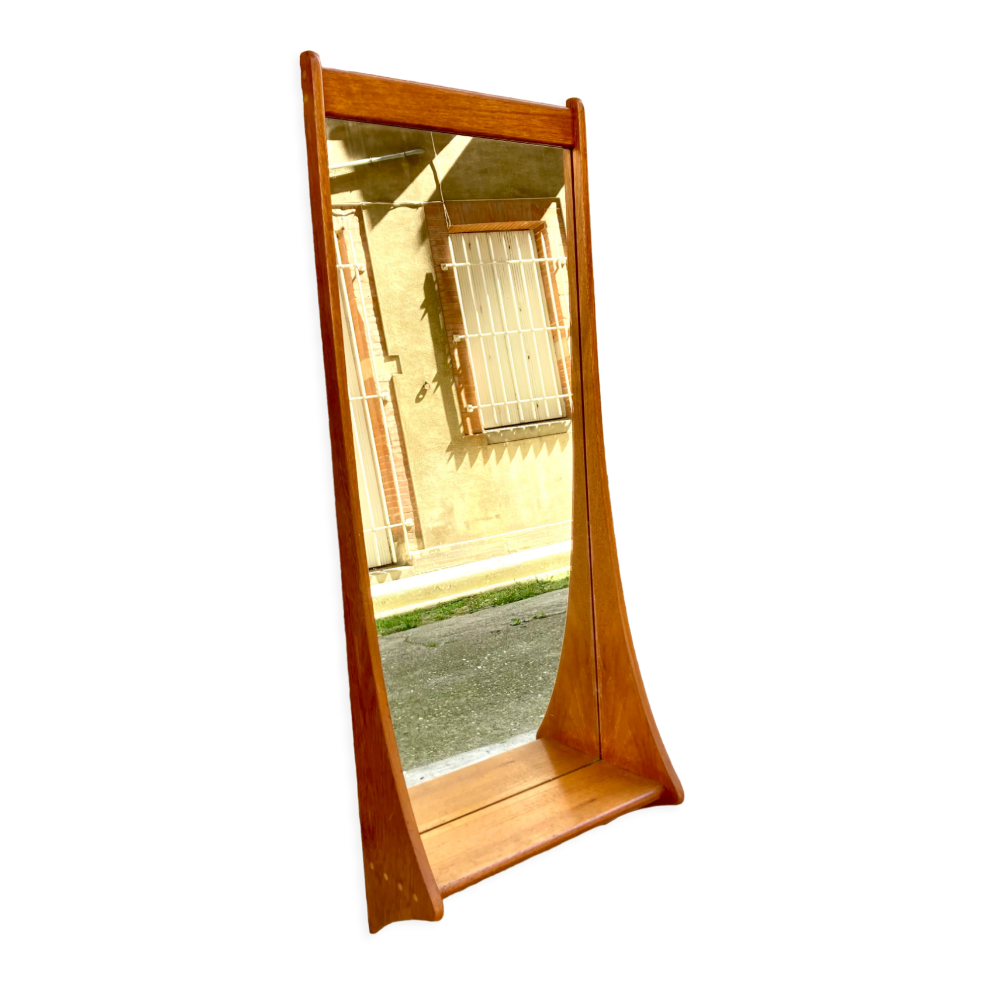 Vintage teak wall mirror