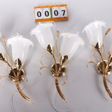 24 kt gold-plated tulip glass wall lamps Italian design 1970