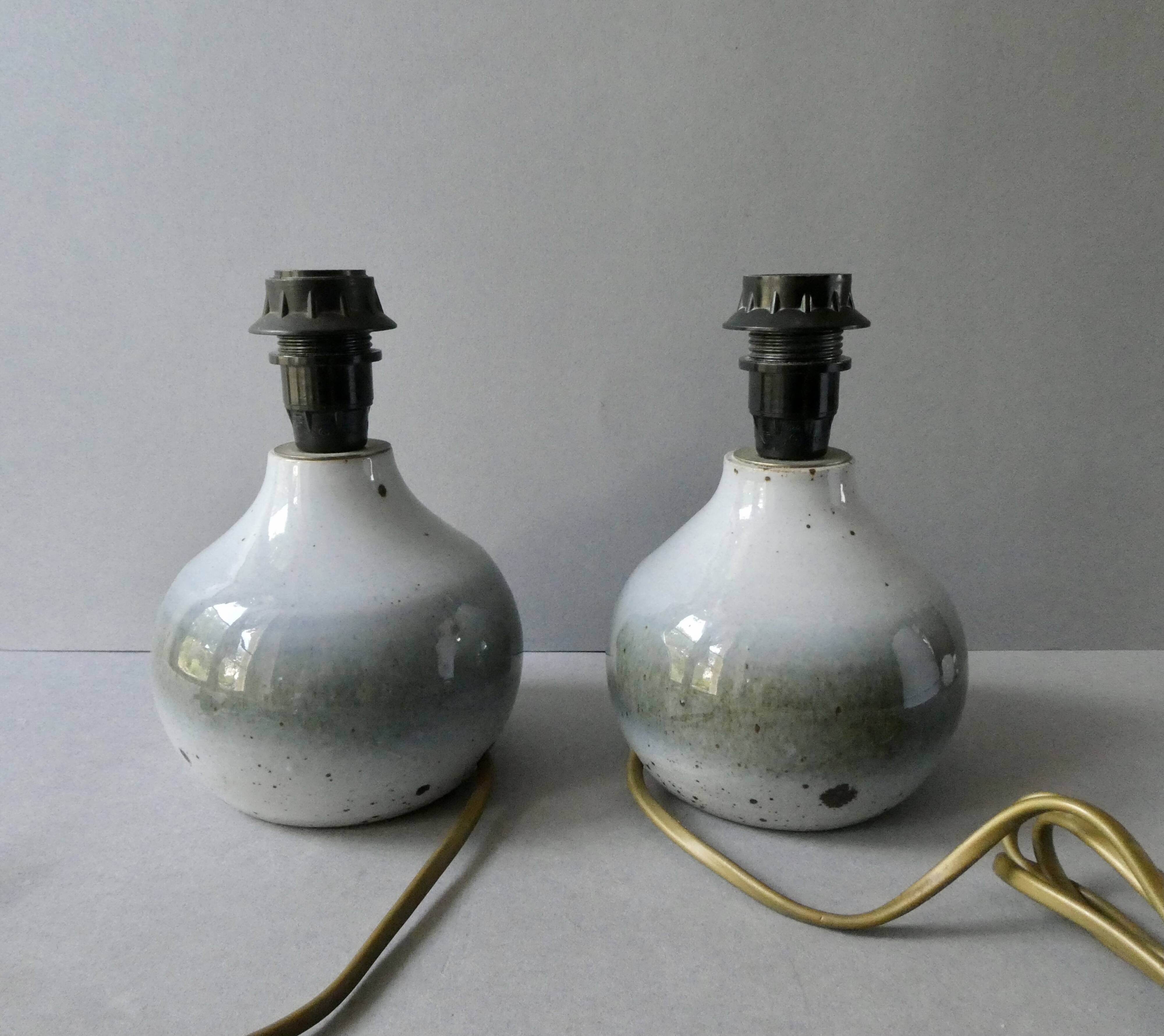Pair of glazed ceramic lamps, 1970s-1980s