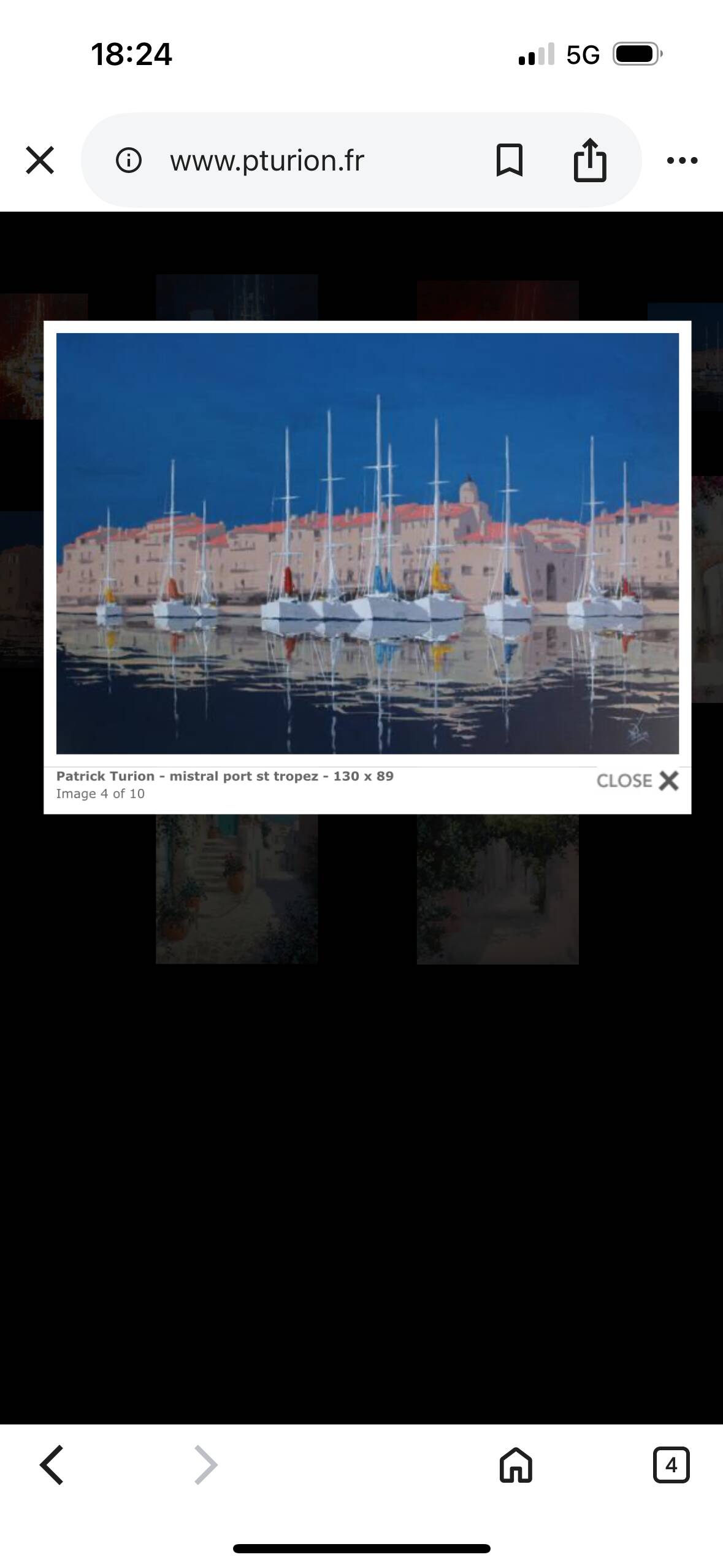 Patrick TURION Large Oil Port of Saint TROPEZ 80x80cm Exhibitions