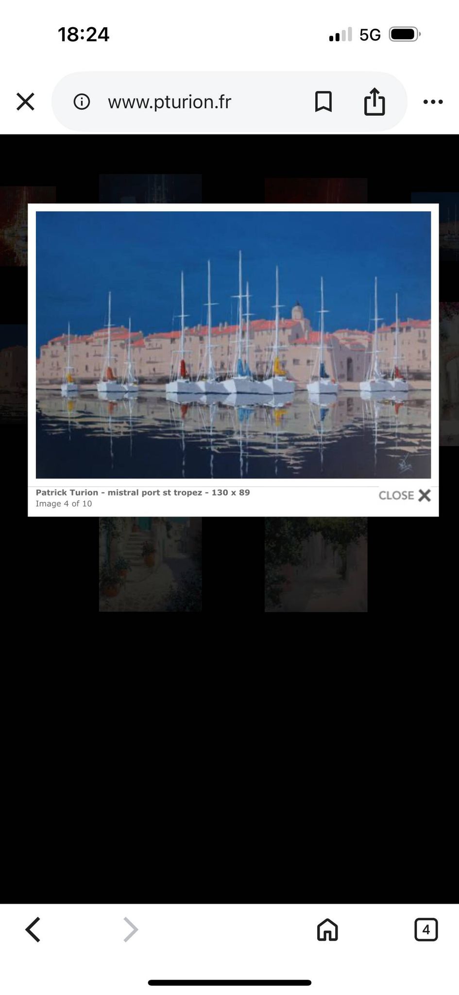 Patrick TURION Large Oil Port of Saint TROPEZ 80x80cm Exhibitions