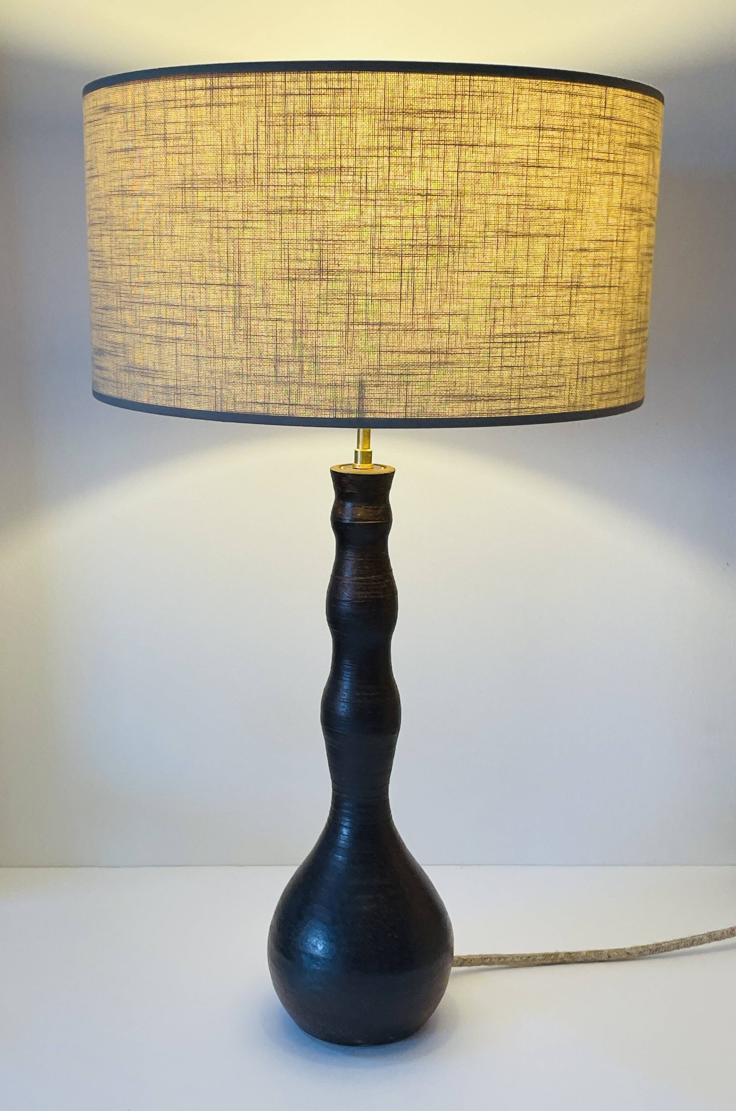 Large handmade stoneware lamp, 1960s-70s