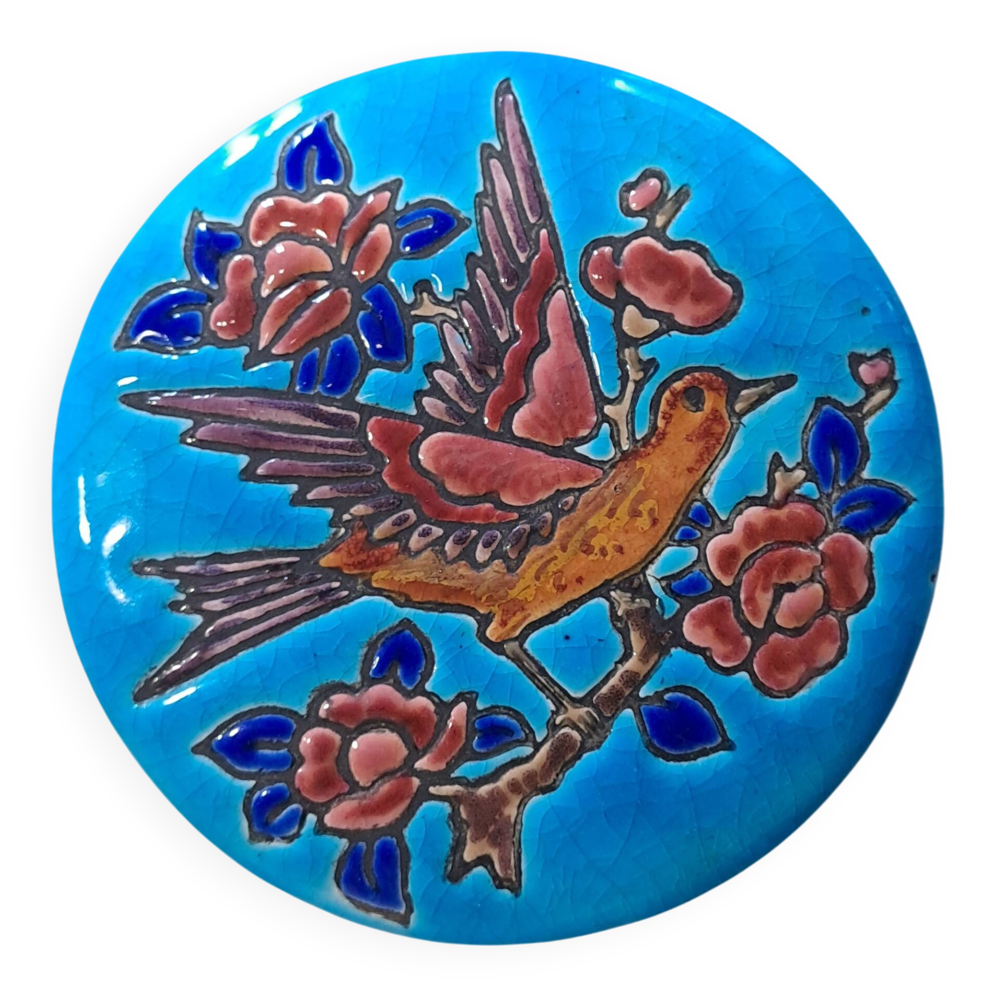 Antique box in Longwy enamels signed Nadia Finco