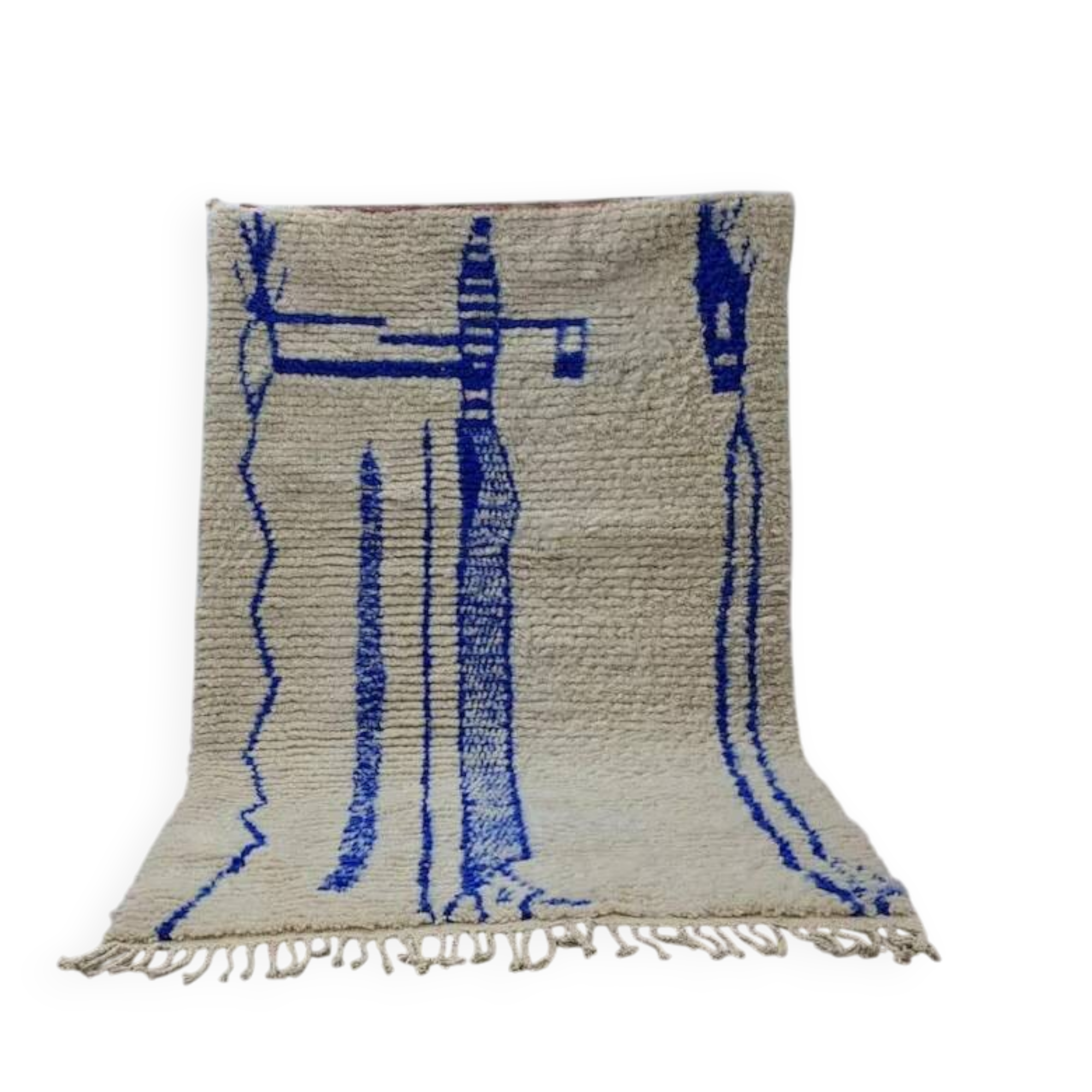 Handmade wool beni ouraine rug size 150 x 250 cm