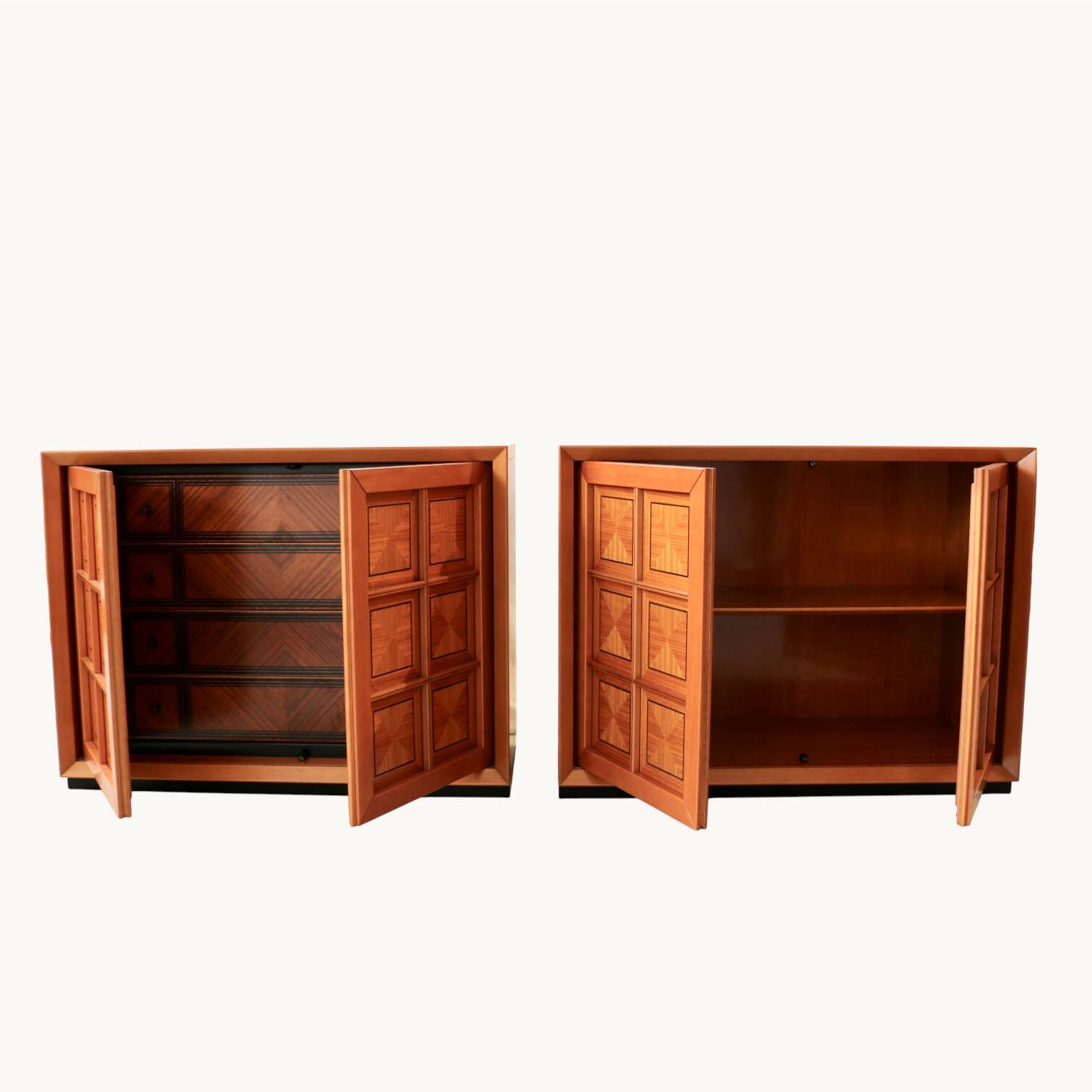A pair of chests of drawers from the "Caccia alla Volpe" collection by Linea Arredo.