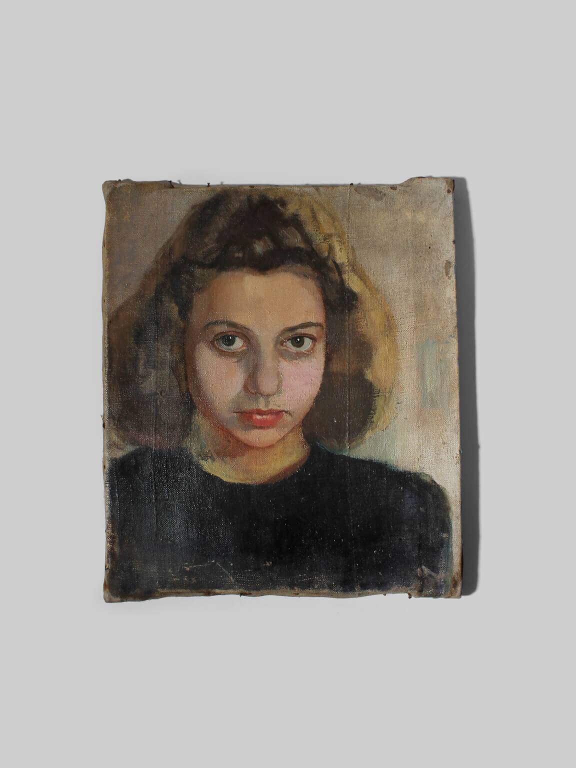 Un portrait d'une jeune femme, huile sur toile, début du 20e siècle.