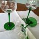 4 engraved Alsace wine glasses green feet