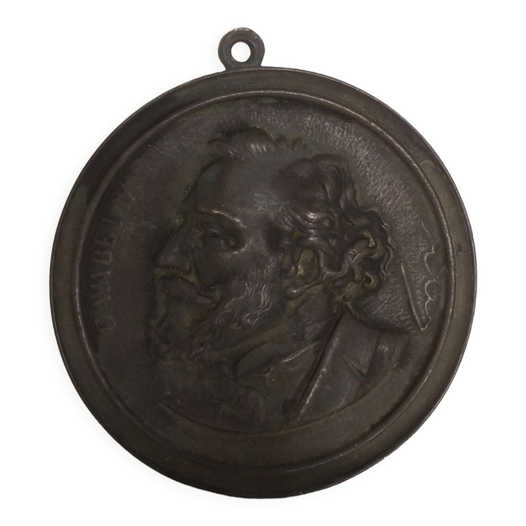 Bronze medallion of Léon Gambetta by Eugène Riu