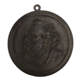 Bronze medallion of Léon Gambetta by Eugène Riu