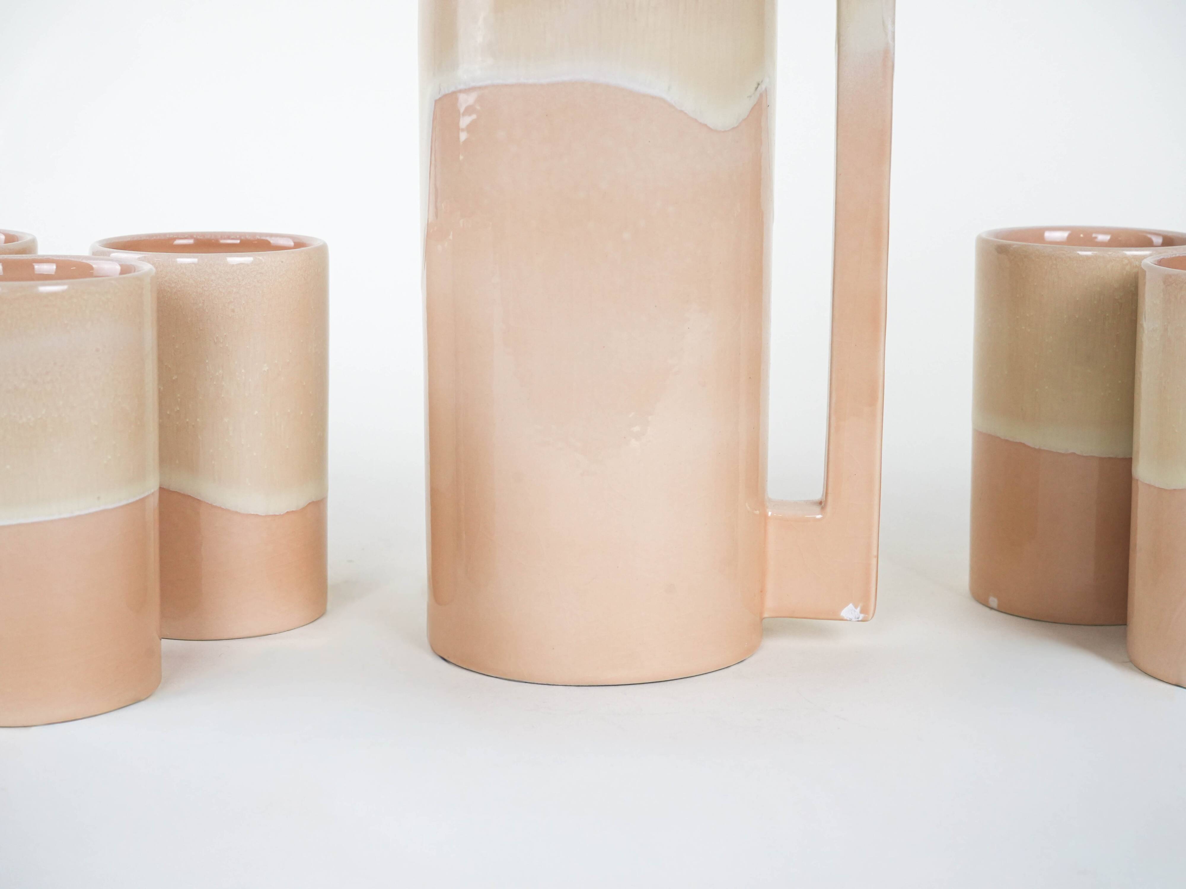 Ceramic jug and cup set, Italian design, 1960s, manufacturer: Ceramiche SIC
