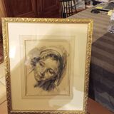 charcoal and red chalk drawing in the style of Boucher...signed 600 EUROS