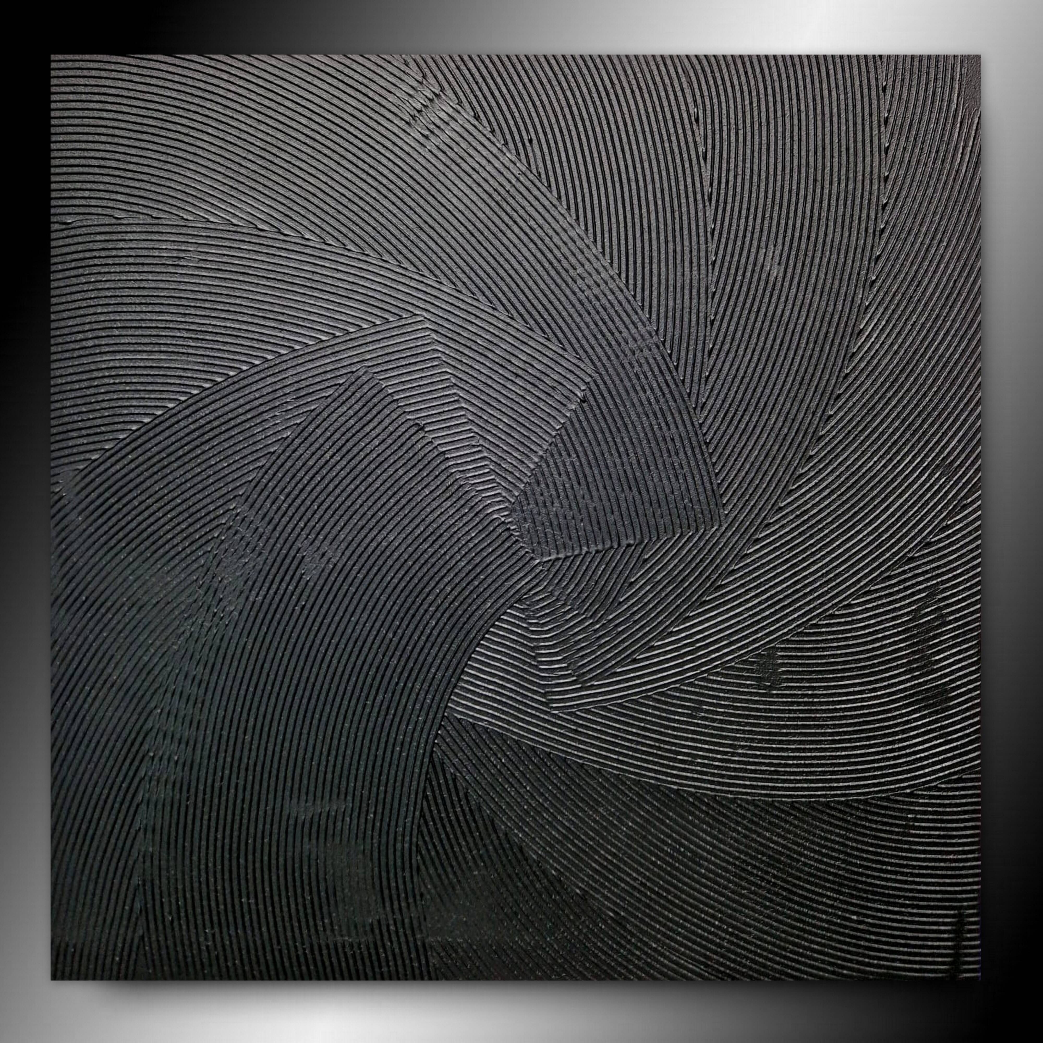 Minimalist monochrome abstract painting in black