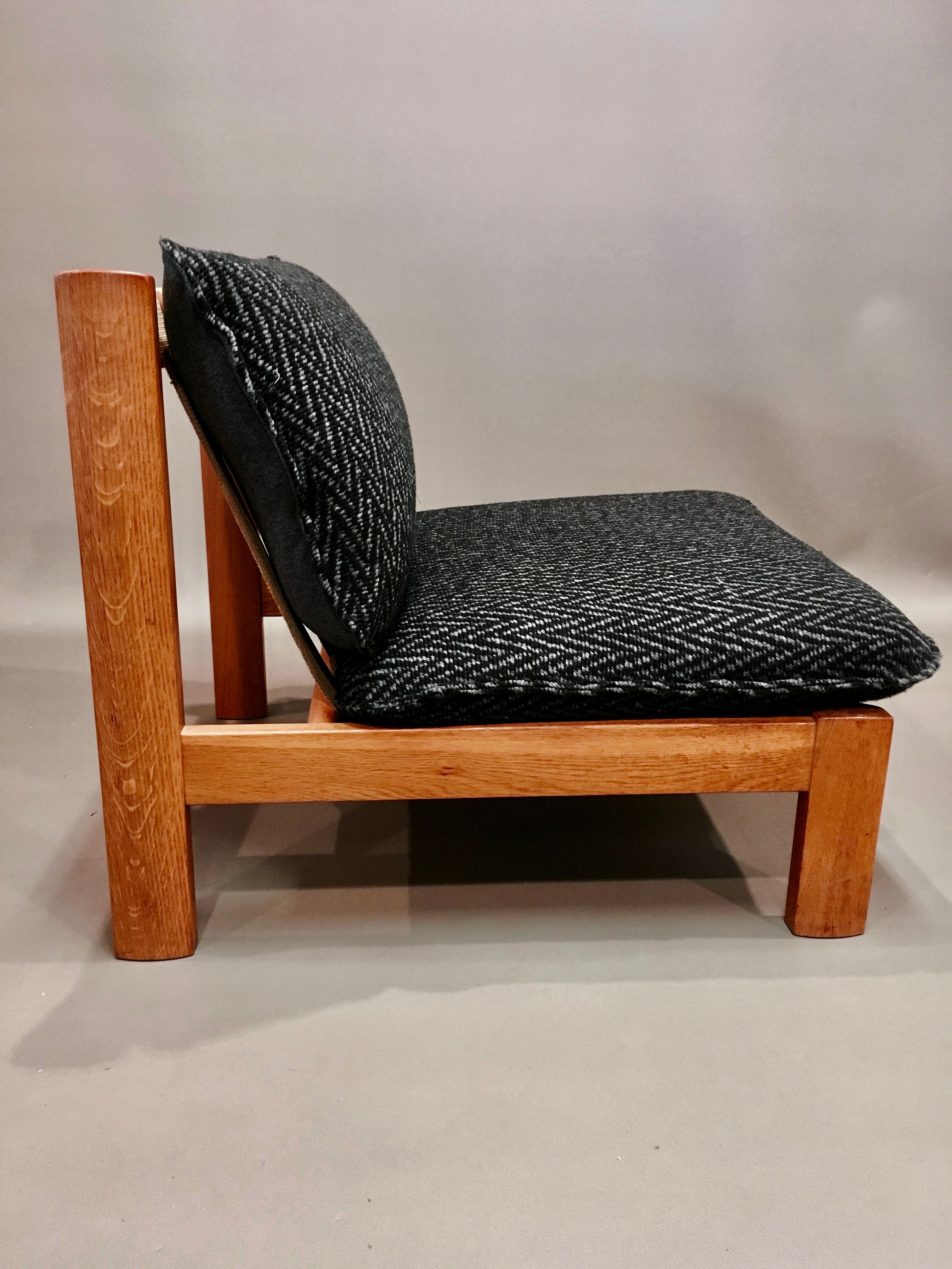 Massive oak chair Scandinavian design 1960.