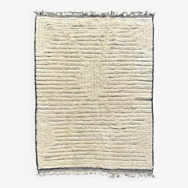 Moroccan Berber Mrirt rug in tobacco brown wool, black weave – 210 × 300.