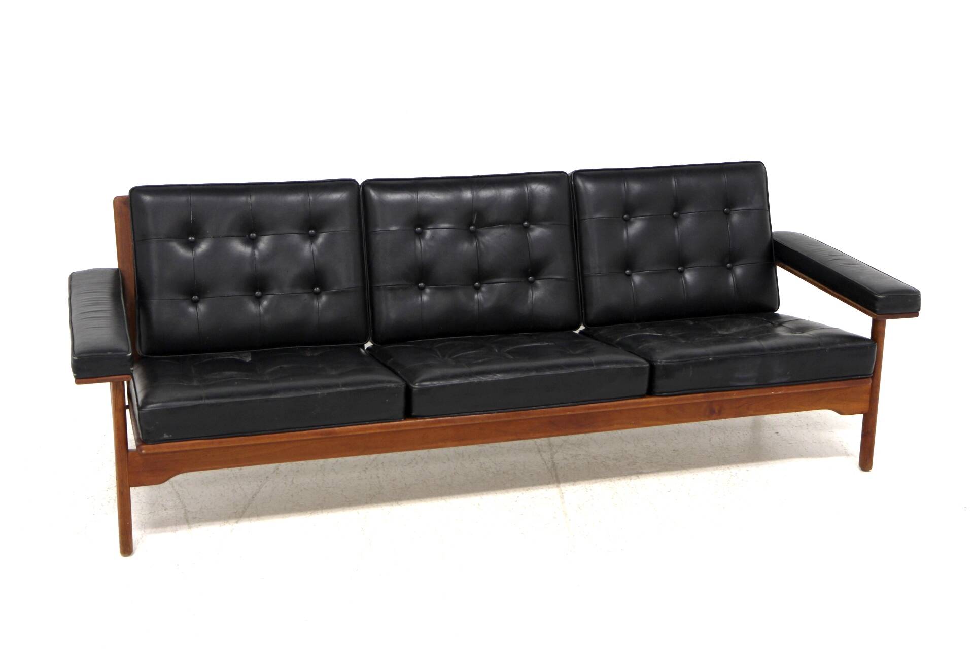 3-seater leather sofa, ope olof persson, sweden, 1960s