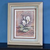 "Oil on Norwegian canvas from the mid-century 'Peace Plant' by Arvid Nilsson (1913-1976) - framed"
