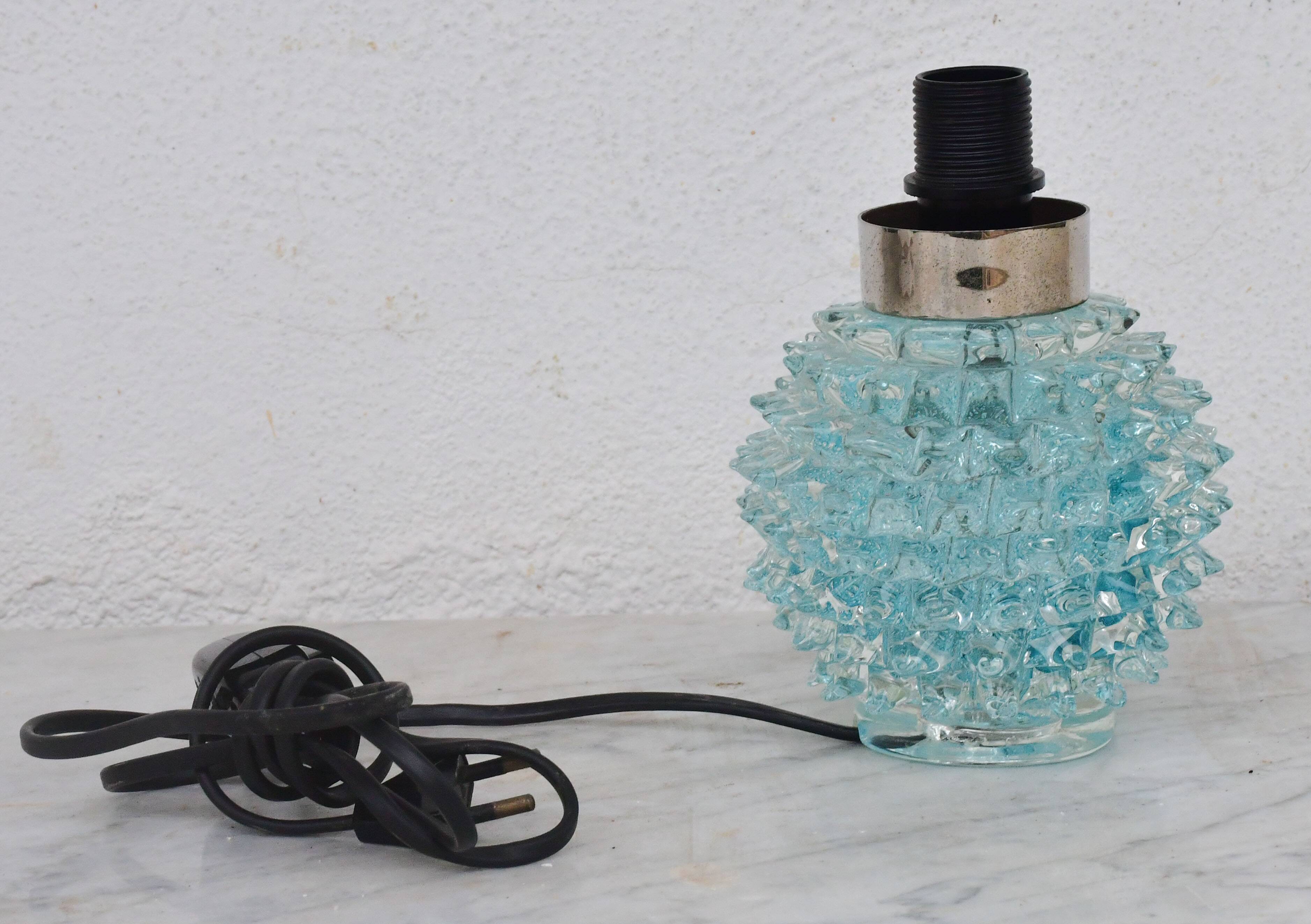 Rare blue table lamp in rostrato Murano glass vase for Barovier & Toso, 1950s
