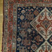 Antique handmade Persian Qashqai nomadic rug – blue background 94x112cm