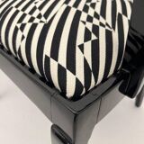 Art Deco Armchairs in Black Lacquer and Black-Creme Fabric, 1925