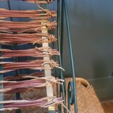 60s metal and rattan magazine rack