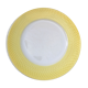 Set of 6 plates made of 50s earthenware / white and yellow in relief