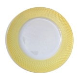 Set of 6 plates made of 50s earthenware / white and yellow in relief