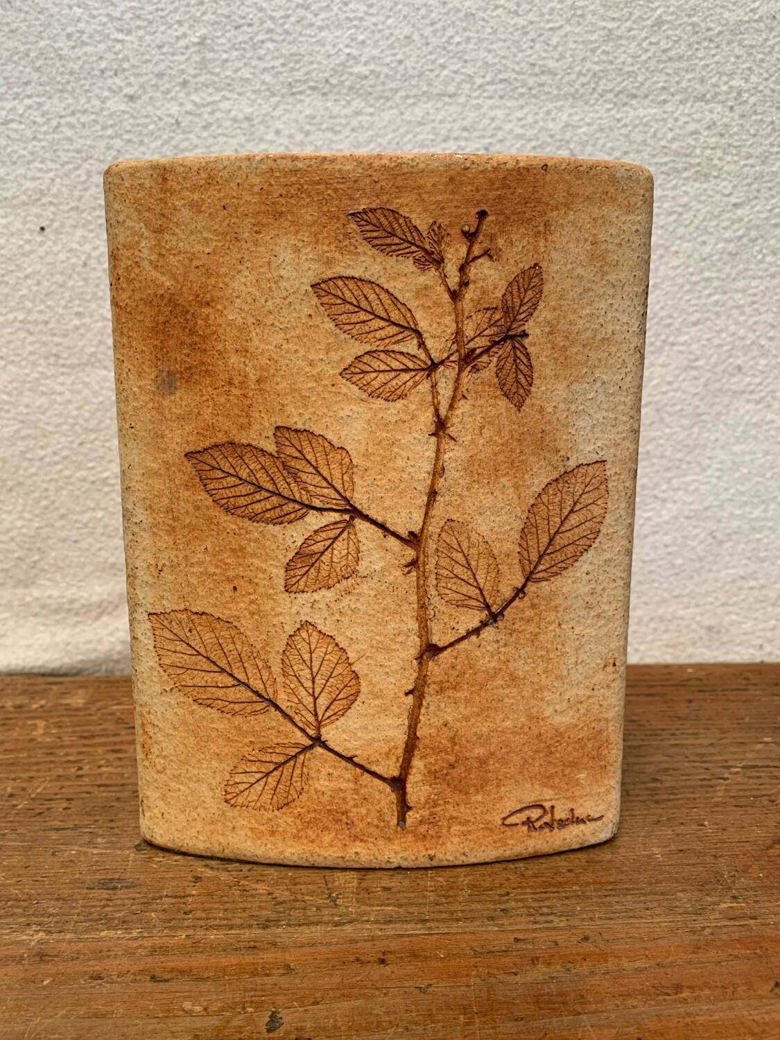 Ceramic Vase Vallauris Raymonde Leduc Herbarium Vintage