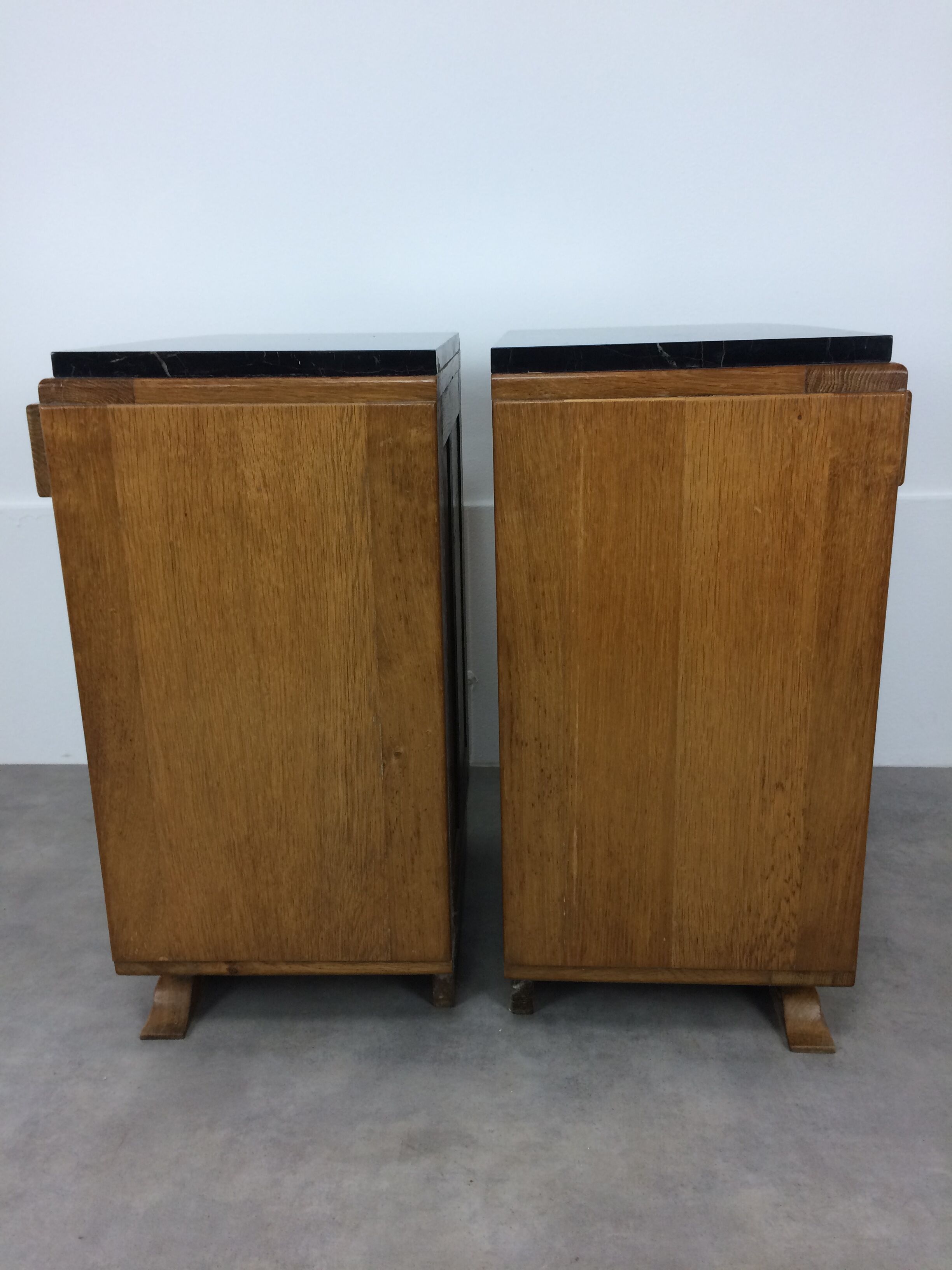 Pair of bedside tables art deco style marble black portor