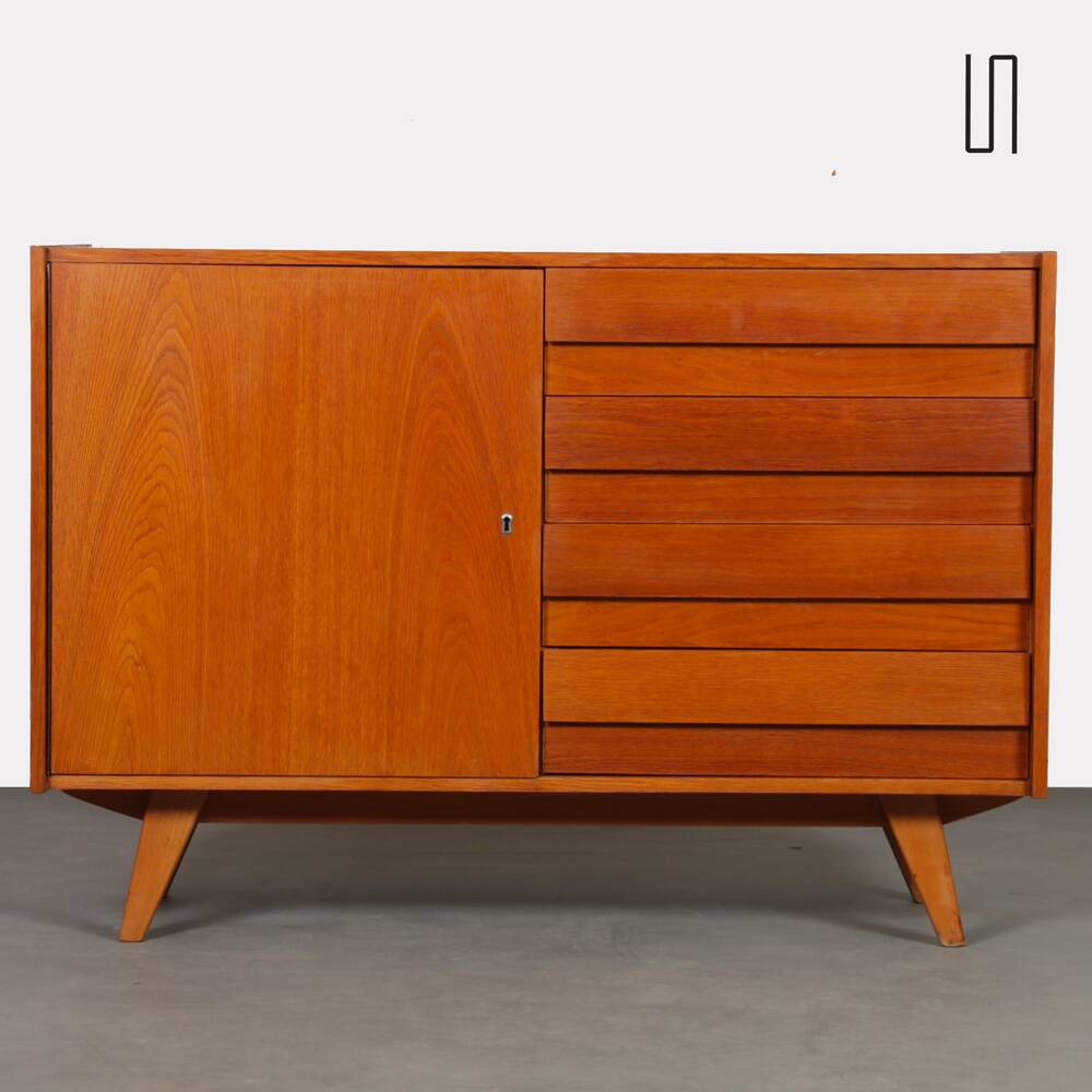 Vintage oak storage by Jiri Jiroutek, model U-458, 1960s