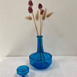 Vintage turquoise blue glass vase/decanter