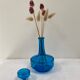 Vintage turquoise blue glass vase/decanter