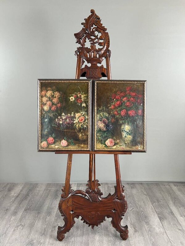 Tableaux, Paire de natures mortes aux fleurs Angelo Zoffoli (1860–1910)