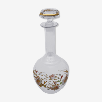 Carafe art nouveau cristallerie de pantin en cristal émaillé décor fleur
