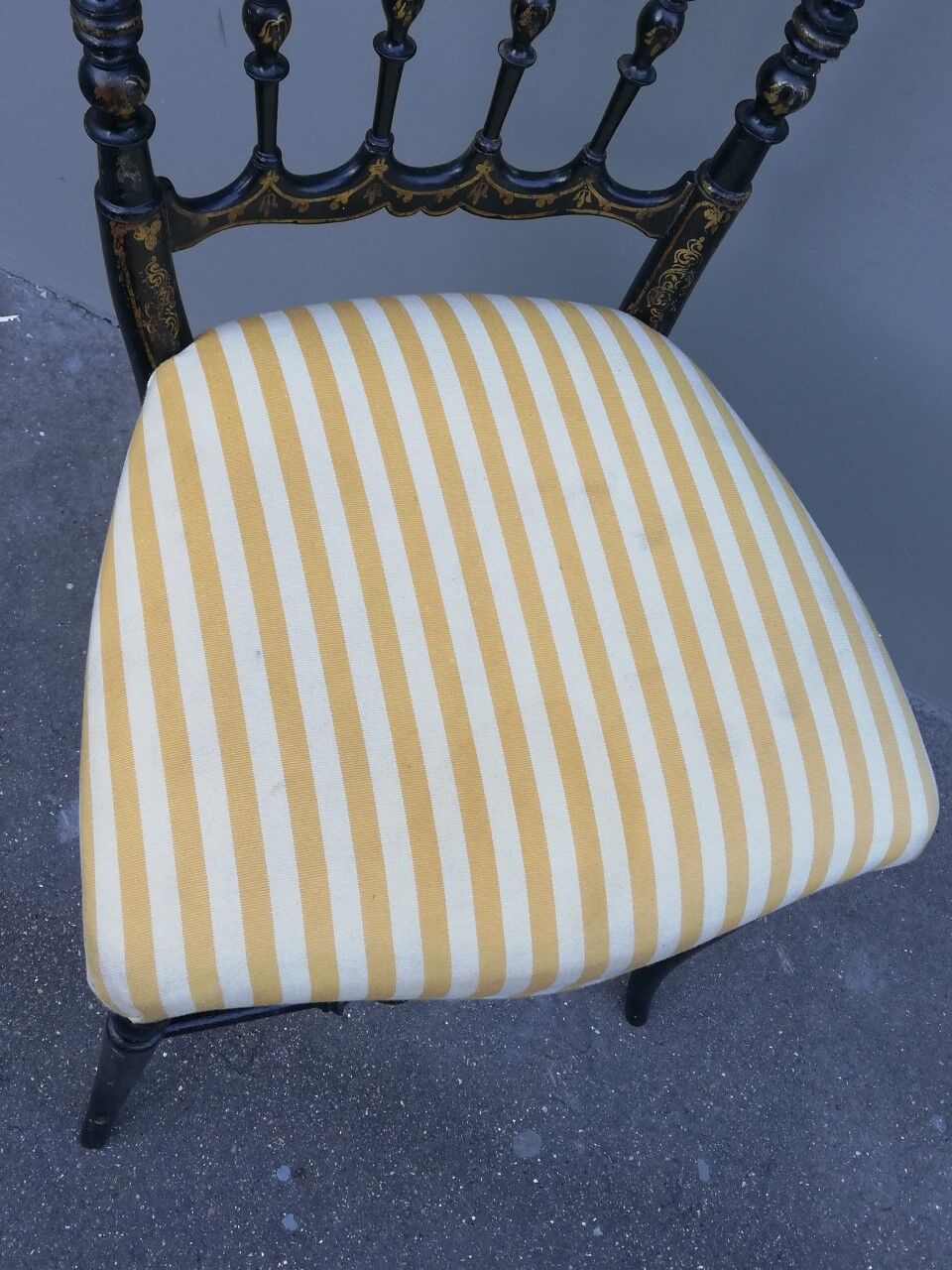 Napoleon III chair late 19th in blackened wood with gilded patterns