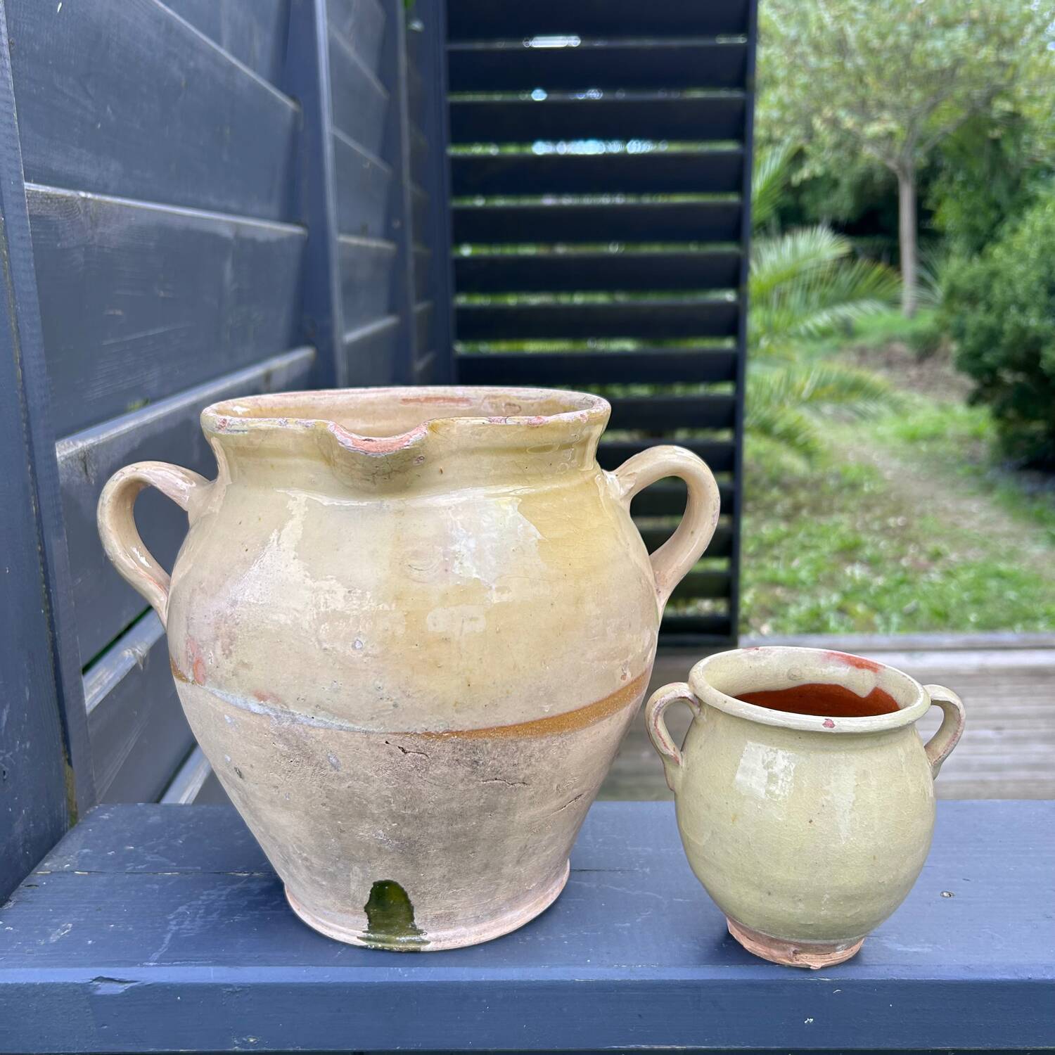 Antique vanilla yellow jars