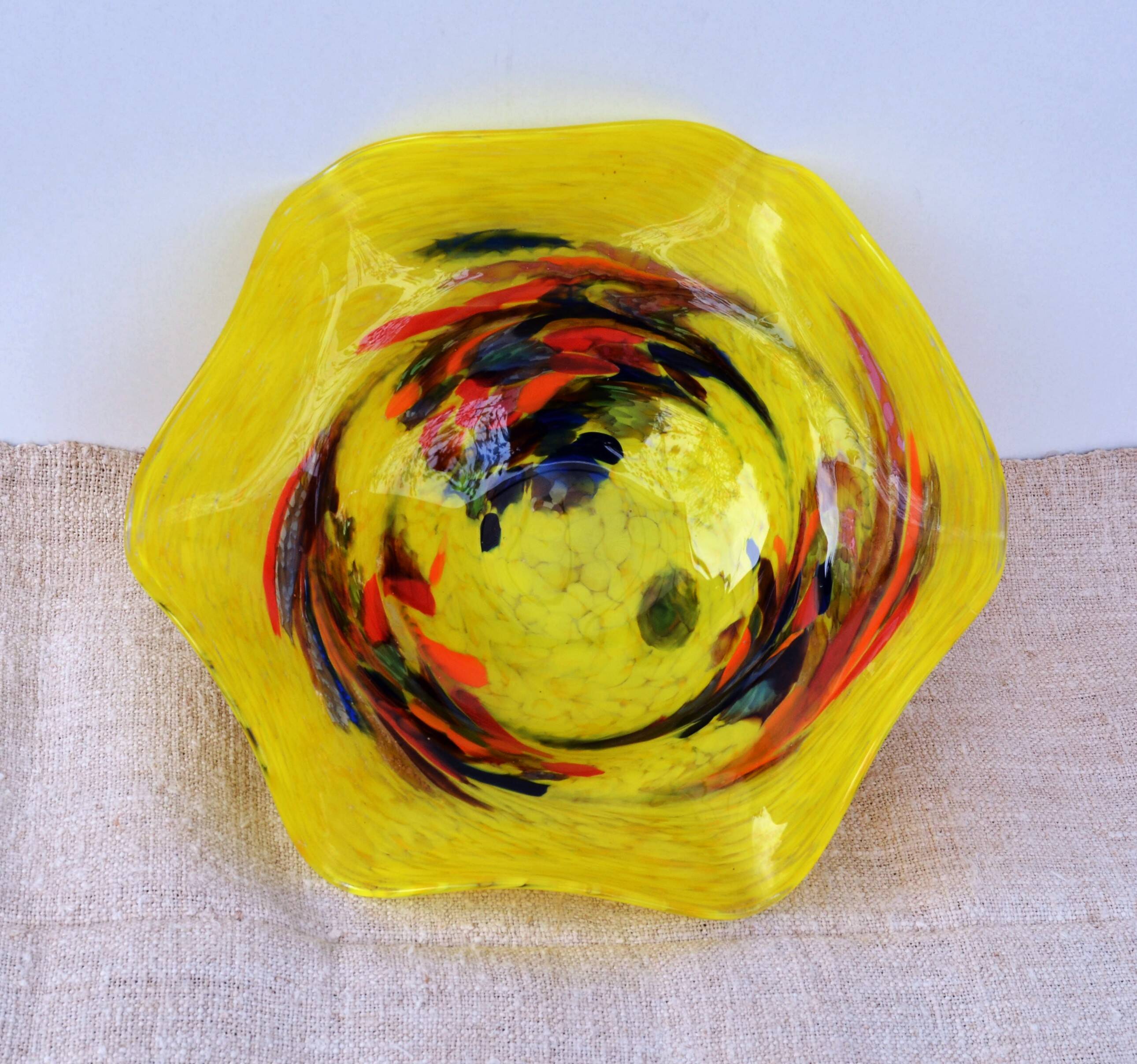 Mid Century Center Multicolored Table Bowl Murano Glass