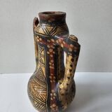 Kabyle Algerian pottery oil jar with polychrome geometric decorations