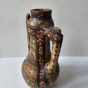 Kabyle Algerian pottery oil jar with polychrome geometric decorations