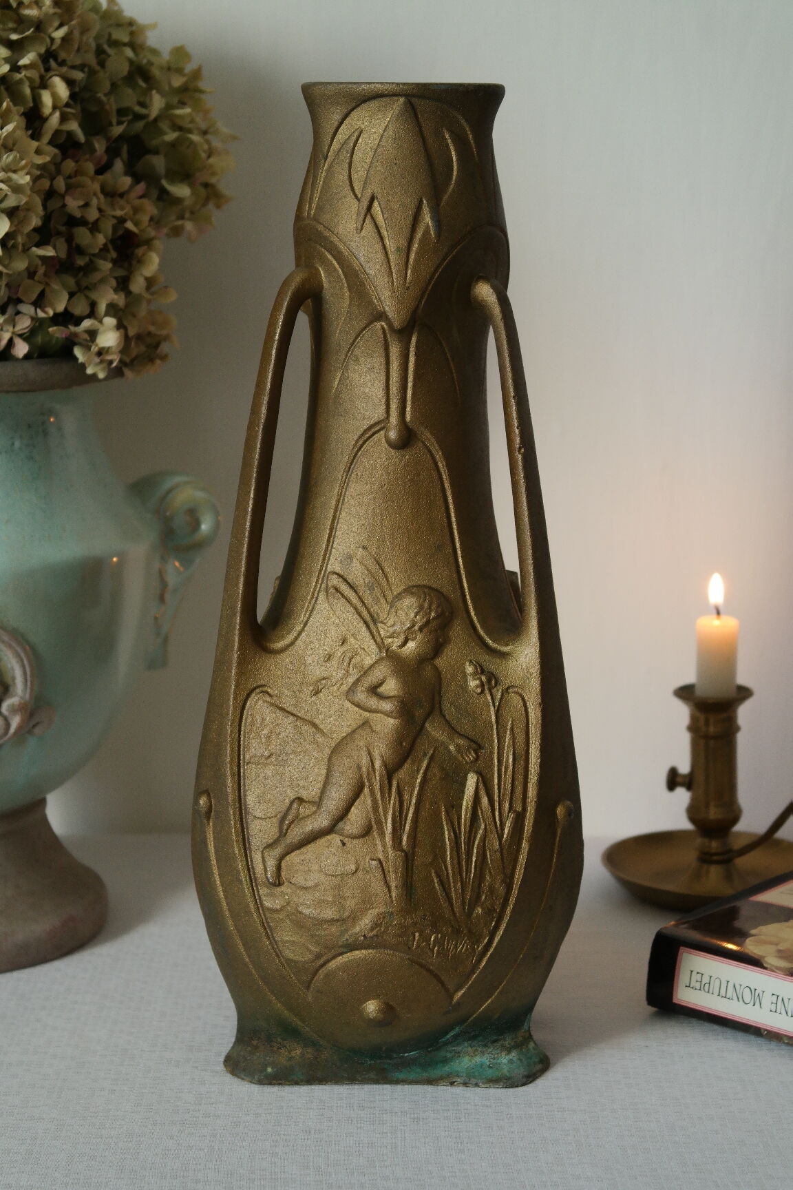 Art Nouveau vase "Nymphes" signed by Jean Garnier