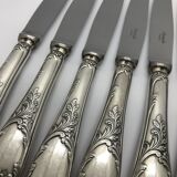 6 Christofle knives, Marly model, silver metal