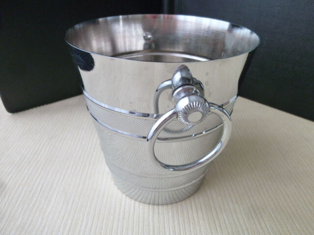 Ice bucket and vintage stainless steel drainer