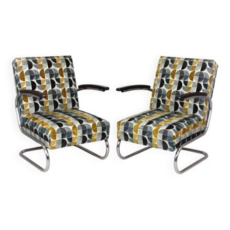 Restored Bauhaus Tubular Armchairs by W. H. Gispen for Mücke Melder, 1930s