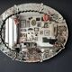 Antique oval Venetian mirror in engraved glass, Murano early 20th century.