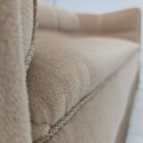 1950s, Danish 2-seater sofa, furniture velour, teak wood legs.