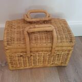 Vintage rattan and wicker picnic case - LPR22065