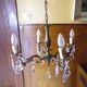 Rococo chandelier with crystal pendants, 4 lights, brass and metal 1950/1960