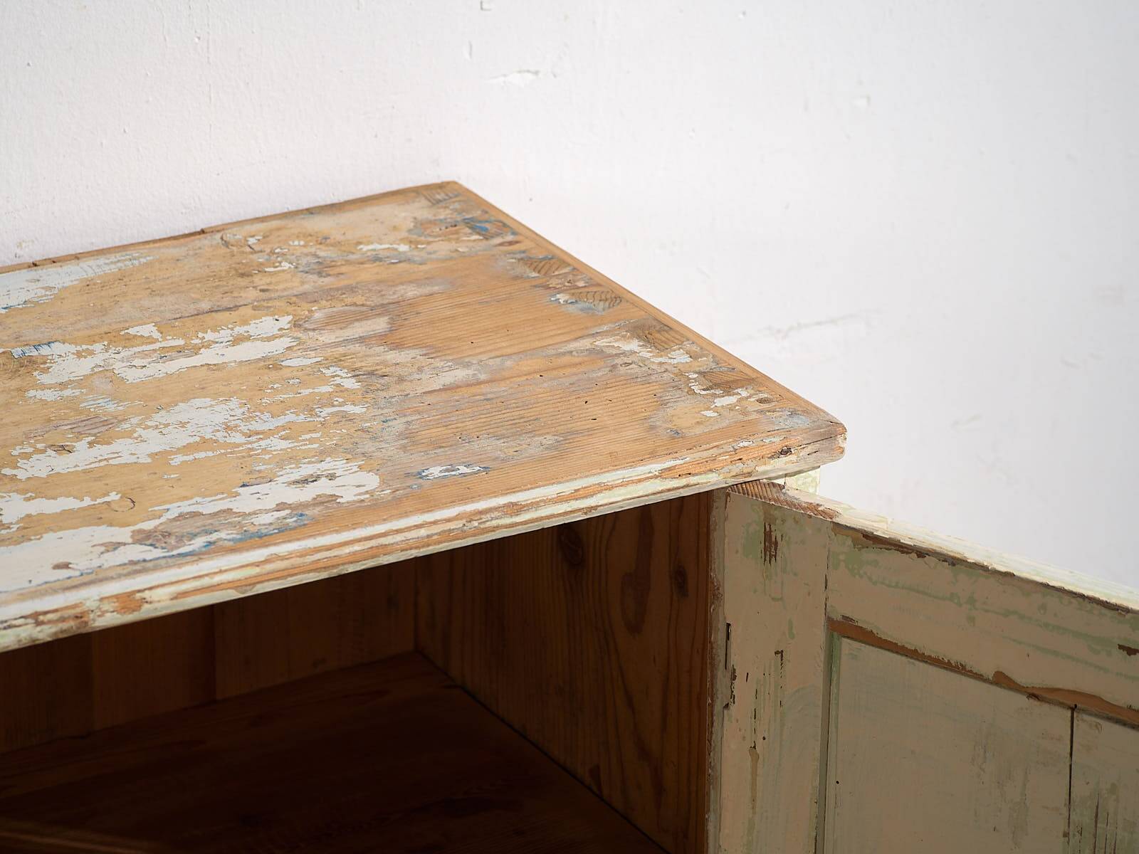 Antique low cabinet with white patina (c.1920) #42